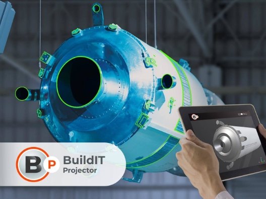 BuildIT Projector의 레이저 템플레이팅 및 조립 검증 화면